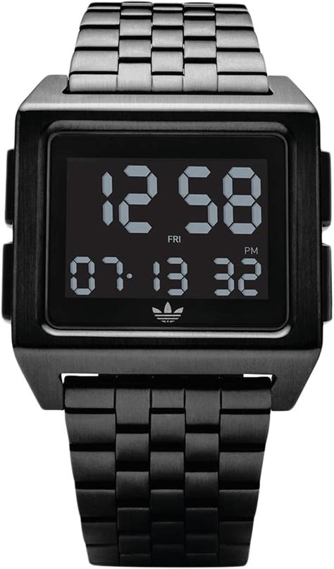 Adidas Herren Digital Uhr mit Edelstahl Armband Z01